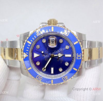 Swiss Quality Replica Rolex Submariner Two Tone Diamond Watch B+